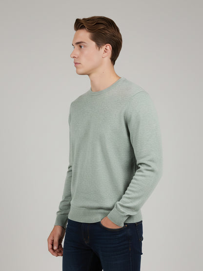 *Celio Men Green Solid Regular Fit Cotton Sweaters