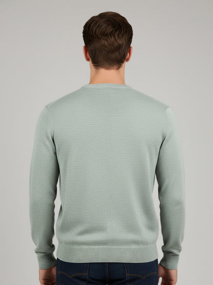*Celio Men Green Solid Regular Fit Cotton Sweaters
