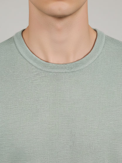 *Celio Men Green Solid Regular Fit Cotton Sweaters