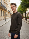 *Celio Men Brown Solid Regular Fit Cotton Sweaters