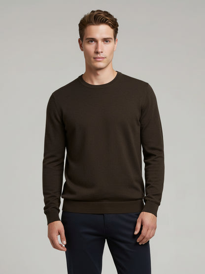 *Celio Men Brown Solid Regular Fit Cotton Sweaters