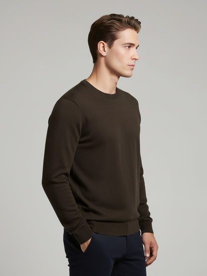 *Celio Men Brown Solid Regular Fit Cotton Sweaters