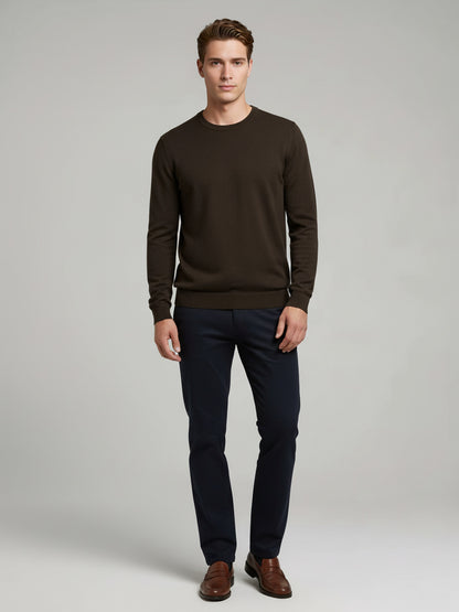 *Celio Men Brown Solid Regular Fit Cotton Sweaters