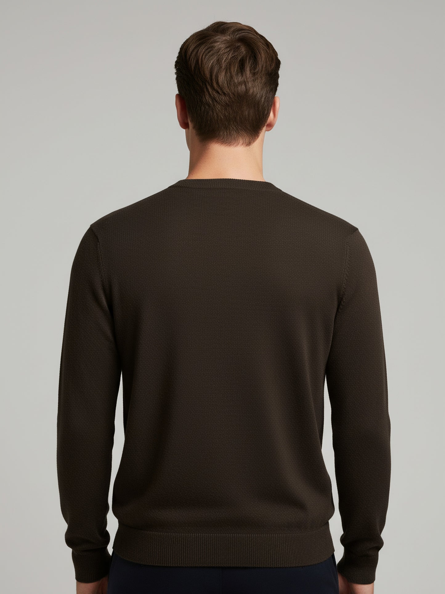*Celio Men Brown Solid Regular Fit Cotton Sweaters