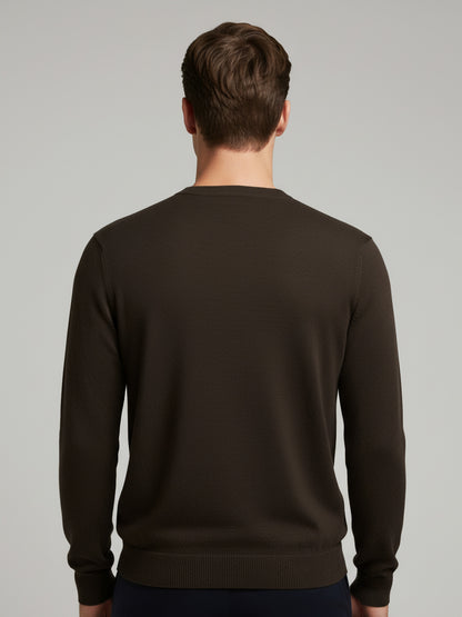 *Celio Men Brown Solid Regular Fit Cotton Sweaters