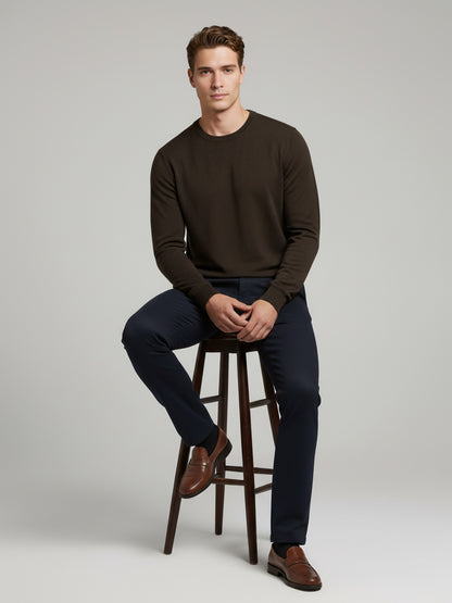 *Celio Men Brown Solid Regular Fit Cotton Sweaters