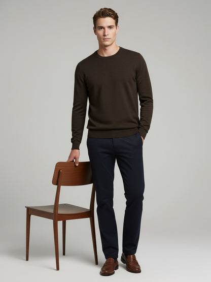 *Celio Men Brown Solid Regular Fit Cotton Sweaters