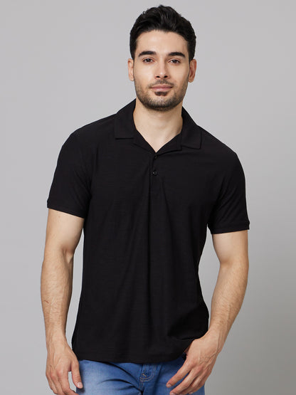 Celio Men Black Solid Slim Fit Cotton T-Shirts