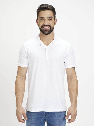Celio Men White Solid Slim Fit Cotton T-Shirts