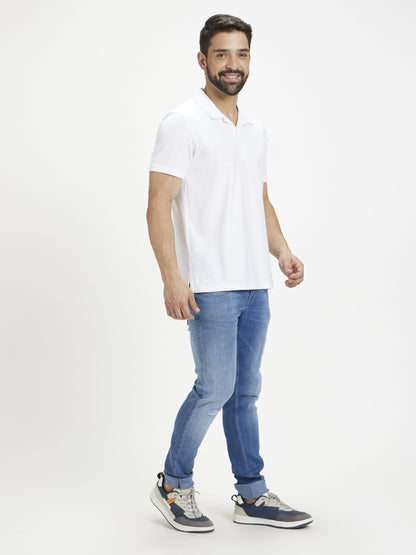 Celio Men White Solid Slim Fit Cotton T-Shirts