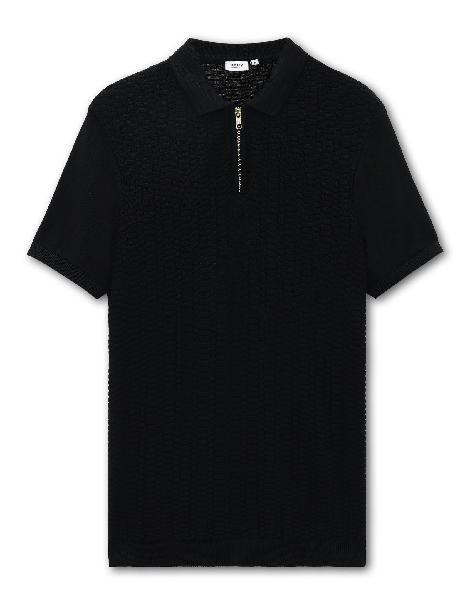 Celio* Regular Fit Men Solid Cotton Black T-Shirt