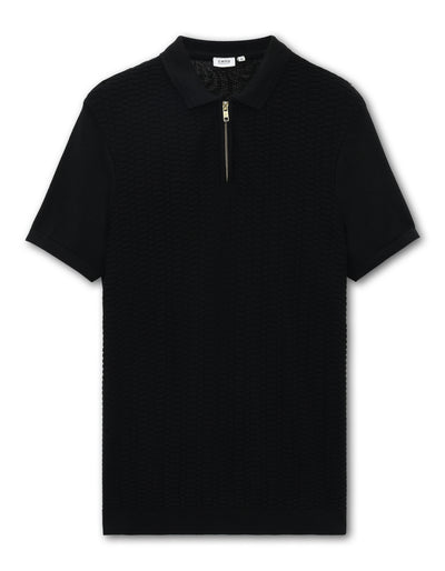 Regular Fit Cotton Solid Polo T-Shirt - Black