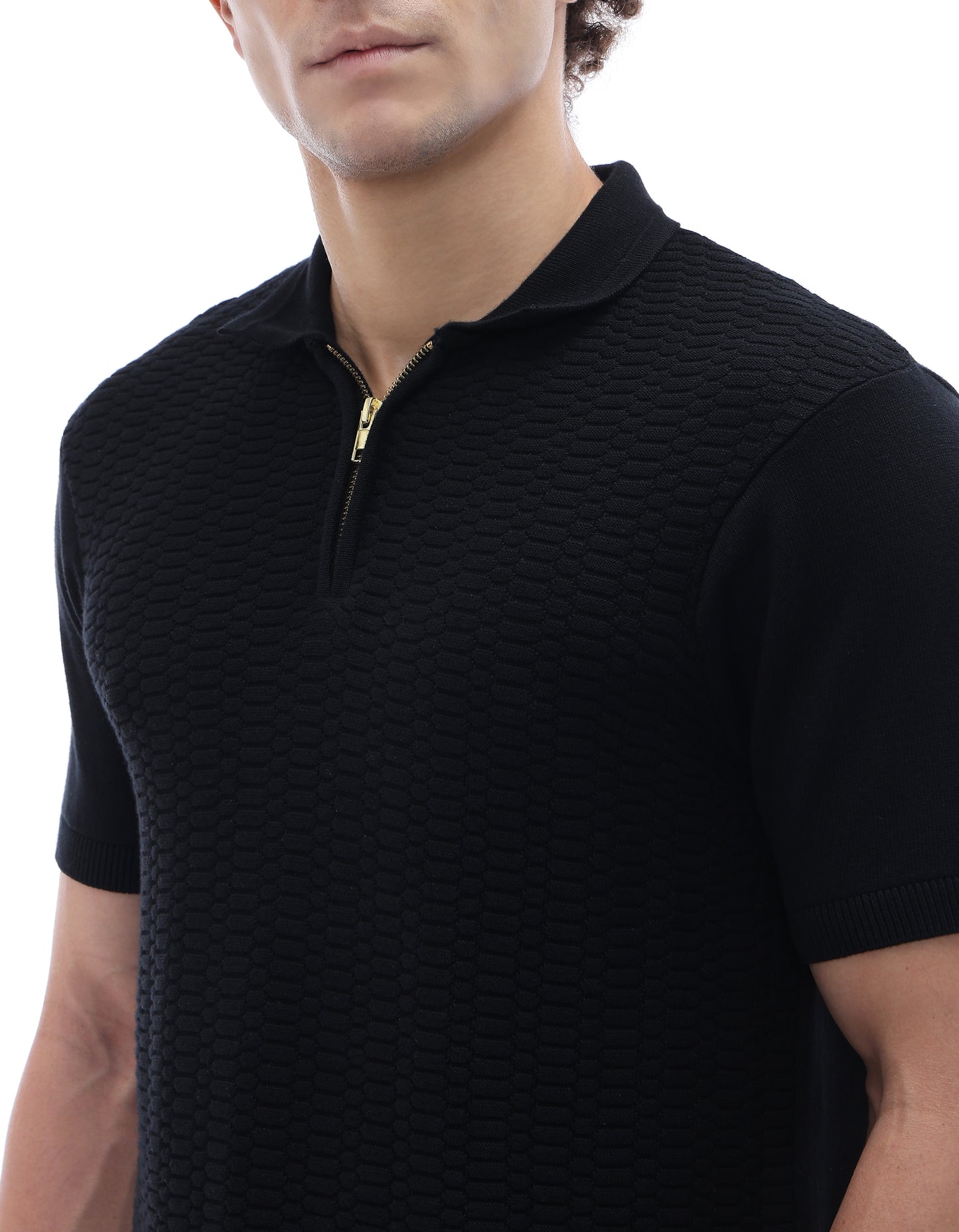 Celio* Regular Fit Men Solid Cotton Black T-Shirt