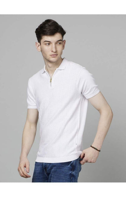 Celio Men White Solid Regular Fit Cotton T-Shirts