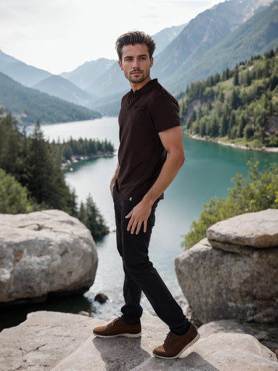 Celio Men Brown Solid Regular Fit Cotton T-Shirts