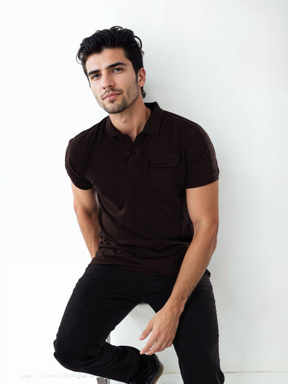 Celio Men Brown Solid Regular Fit Cotton T-Shirts