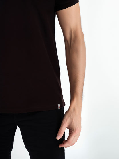 Celio Men Brown Solid Regular Fit Cotton T-Shirts