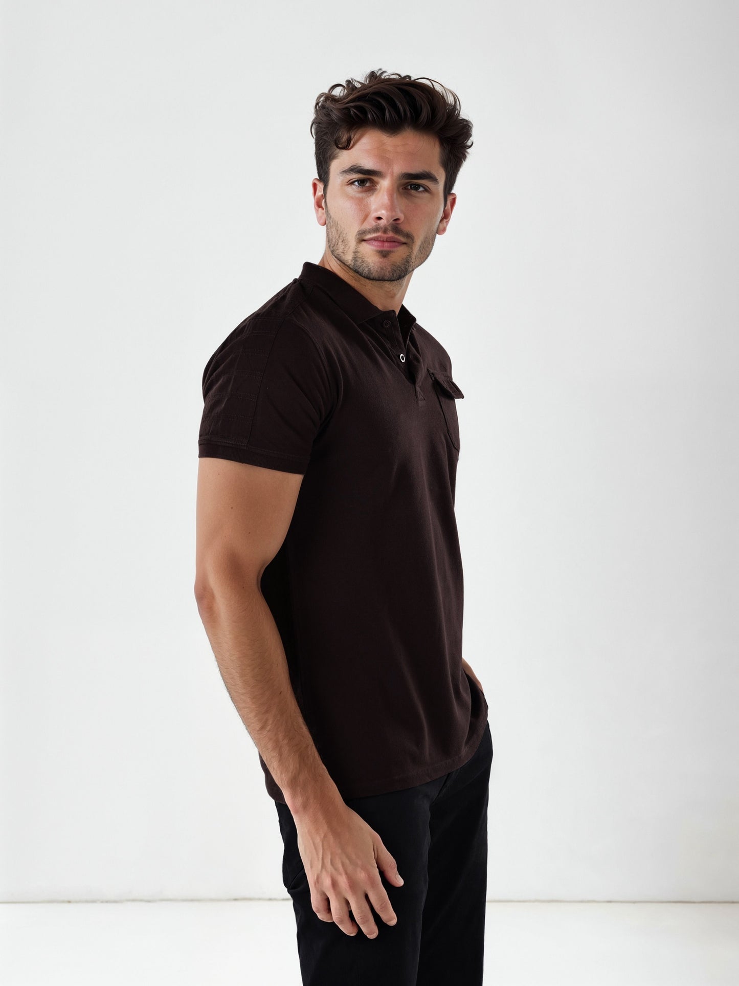 Celio Men Brown Solid Regular Fit Cotton T-Shirts