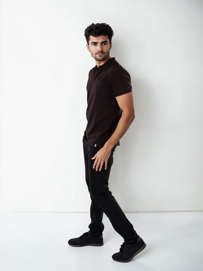 Celio Men Brown Solid Regular Fit Cotton T-Shirts