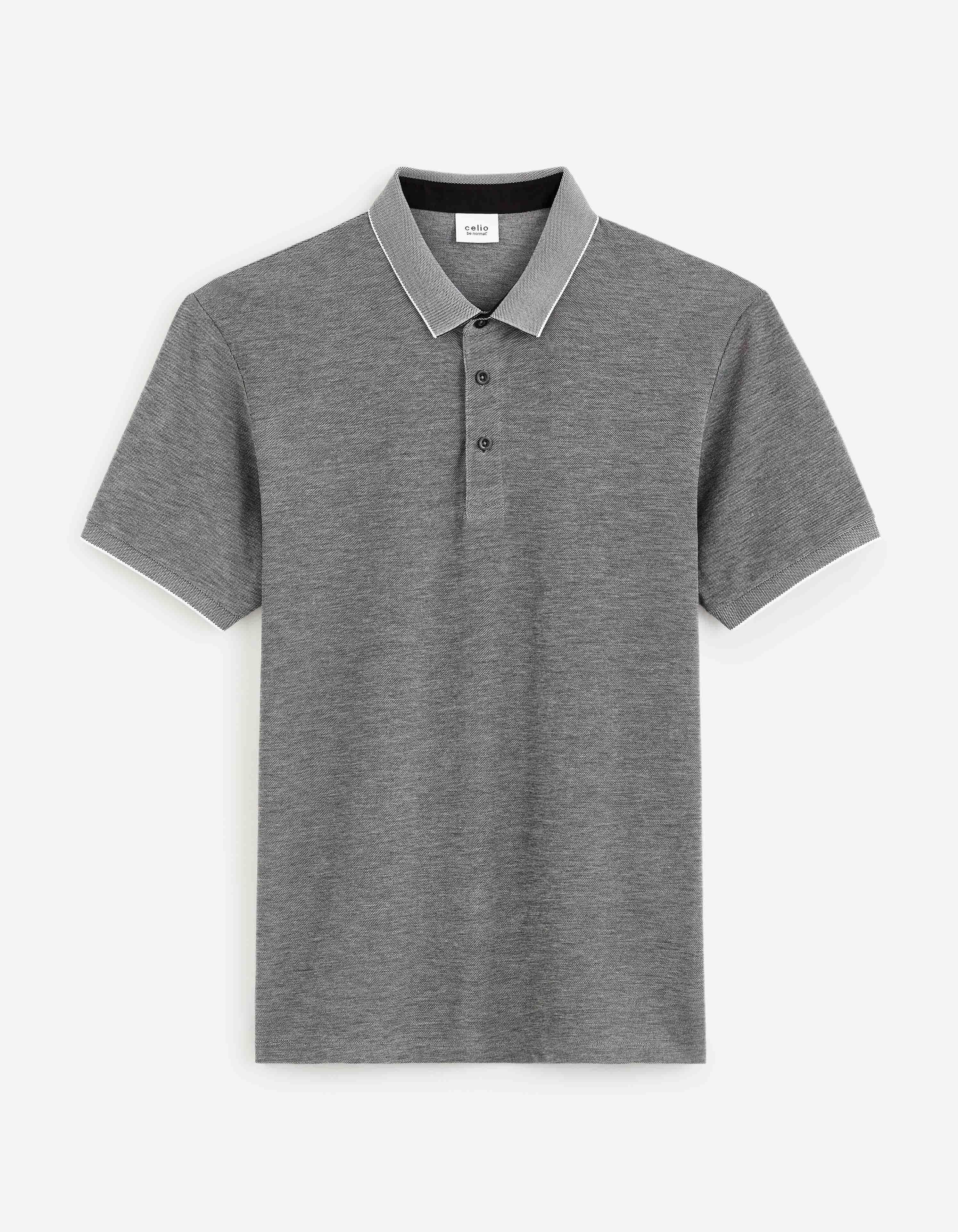 Black Solid Cotton Polo