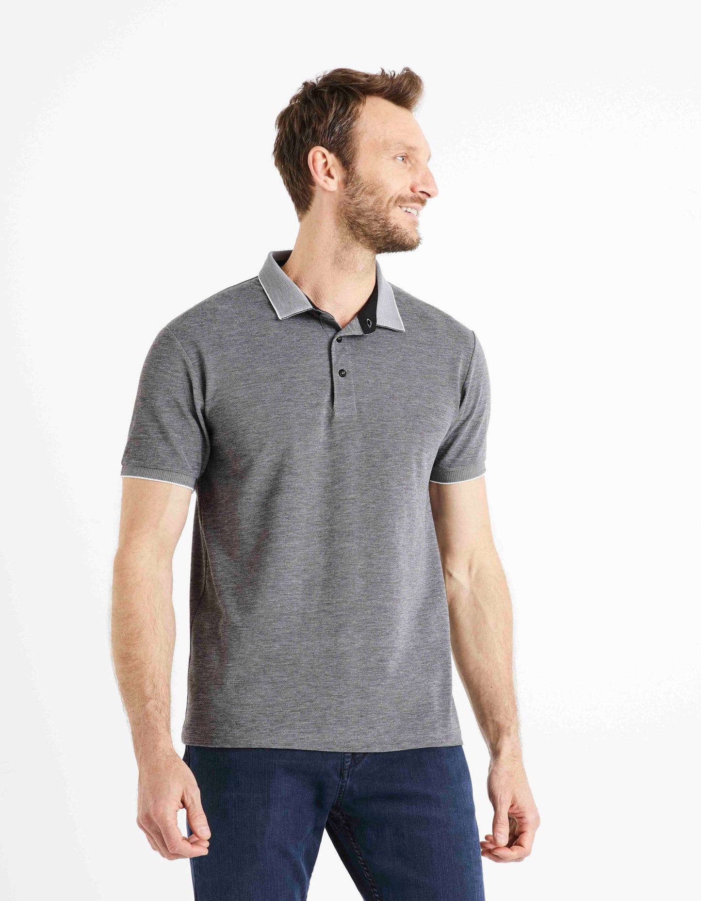 Black Solid Cotton Polo