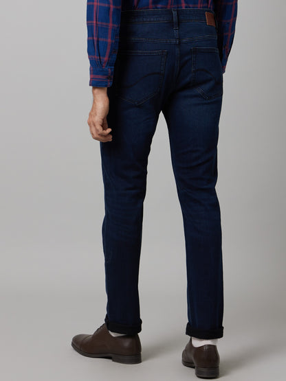 Celio Men Blue Solid Slim Fit Cotton-Linen-Blend Jeans
