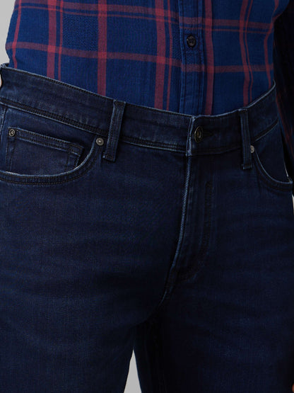 Celio Men Blue Solid Slim Fit Cotton-Linen-Blend Jeans