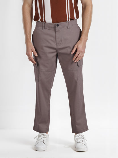 Celio* Men Brown Solid Slim Fit Cotton Cargo
