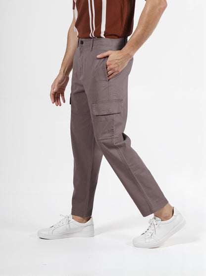 Celio* Men Brown Solid Slim Fit Cotton Cargo