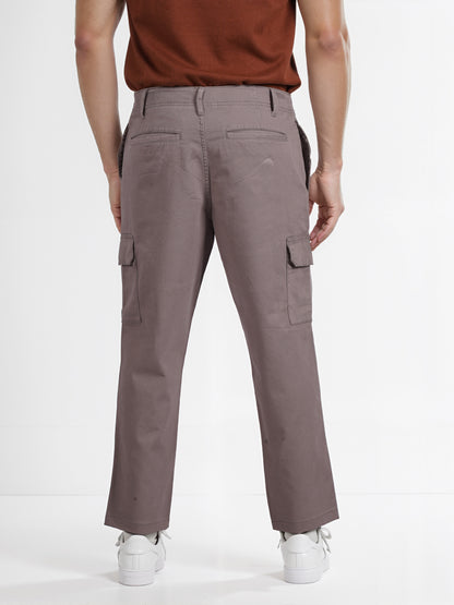 Celio* Men Brown Solid Slim Fit Cotton Cargo