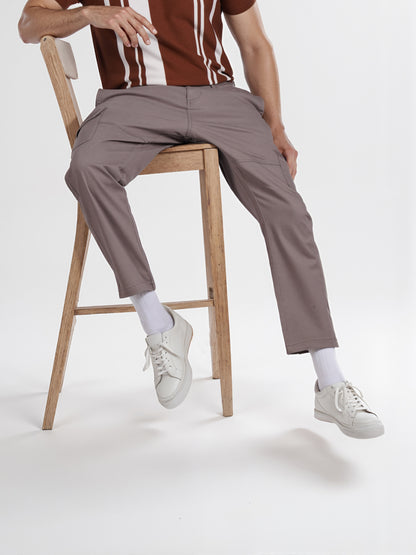 Celio* Men Brown Solid Slim Fit Cotton Cargo