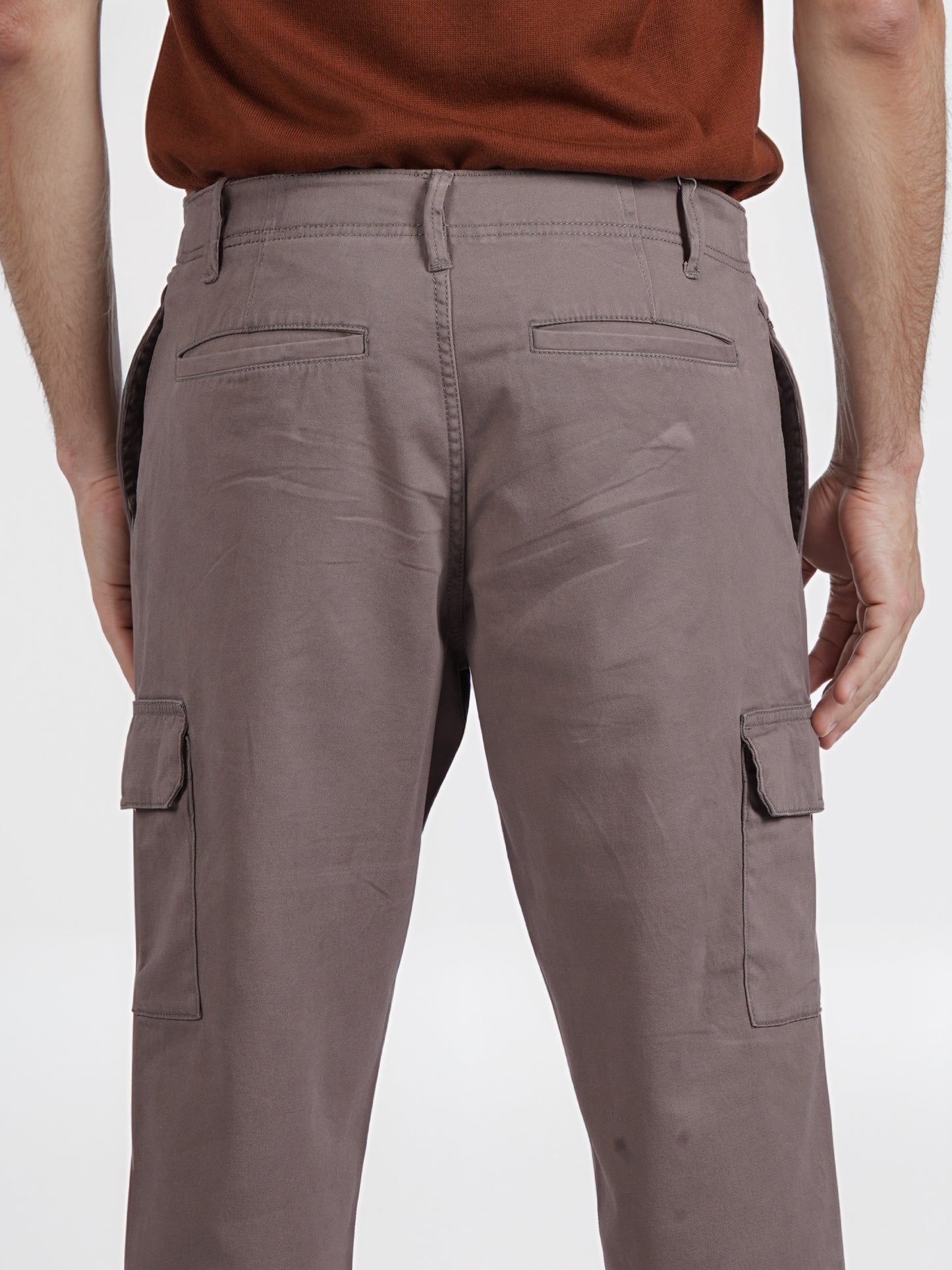 Celio* Men Brown Solid Slim Fit Cotton Cargo