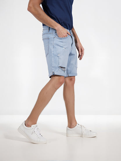 Celio* Cotton Regular Fit Blue Bermuda