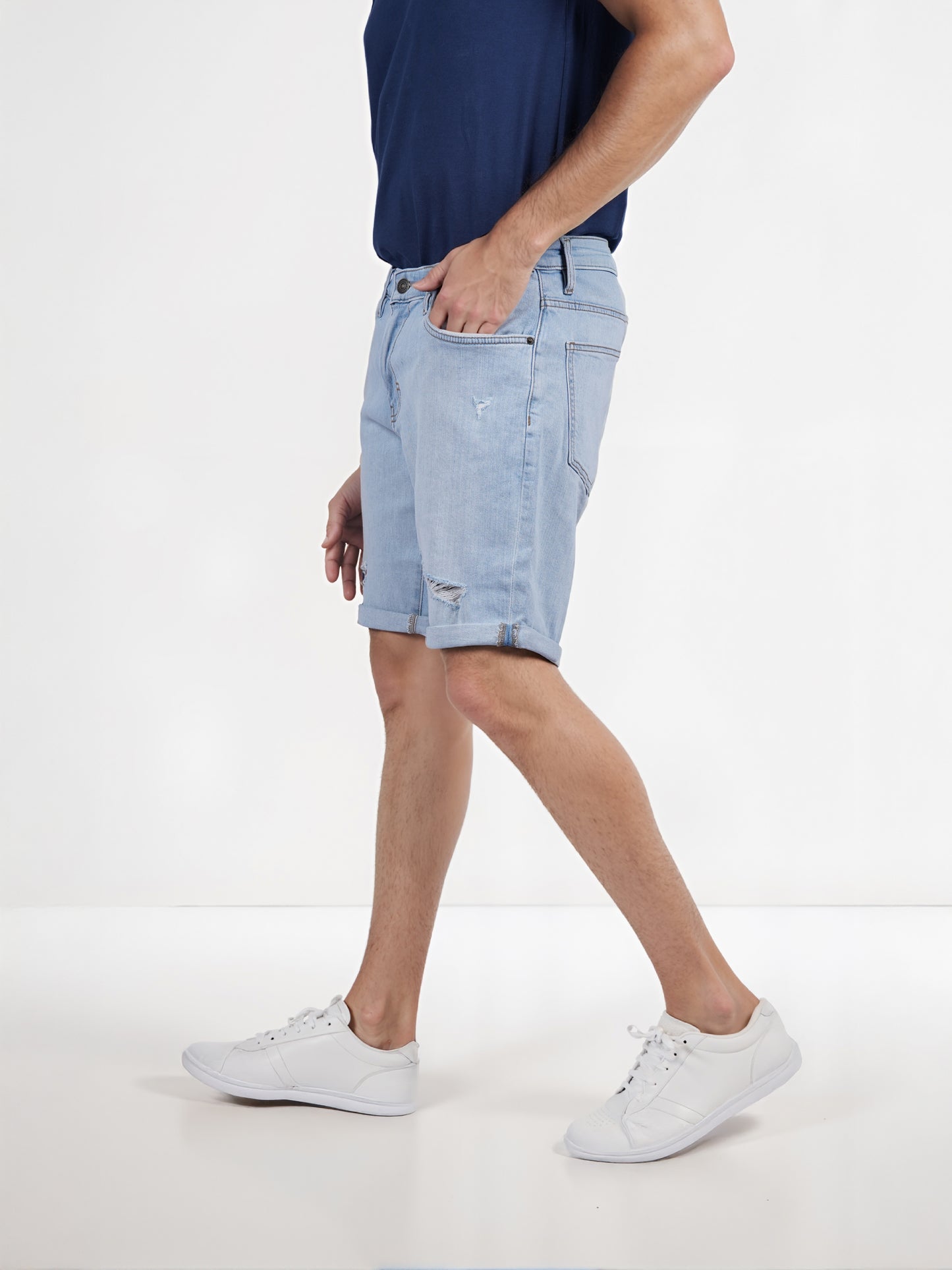 Celio* Cotton Regular Fit Blue Bermuda