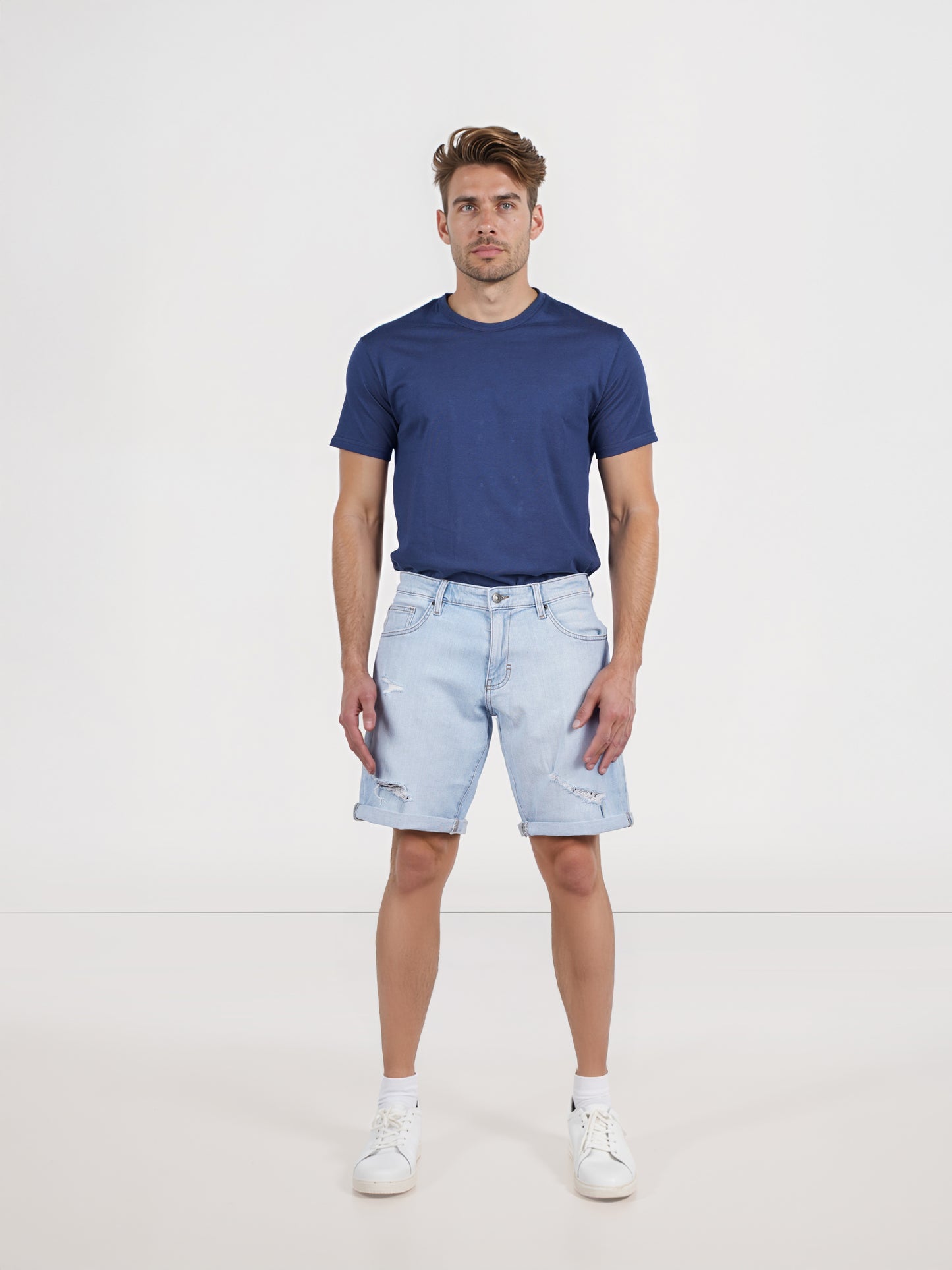 Celio* Cotton Regular Fit Blue Bermuda