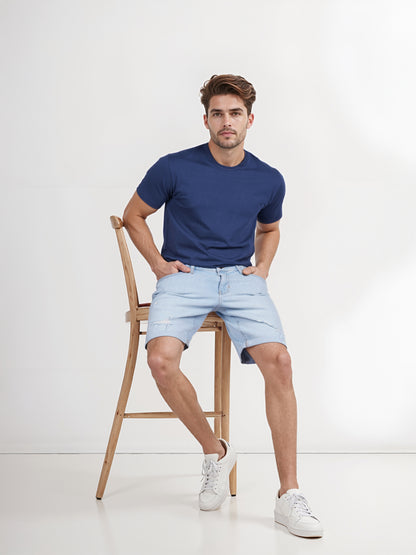 Celio* Cotton Regular Fit Blue Bermuda