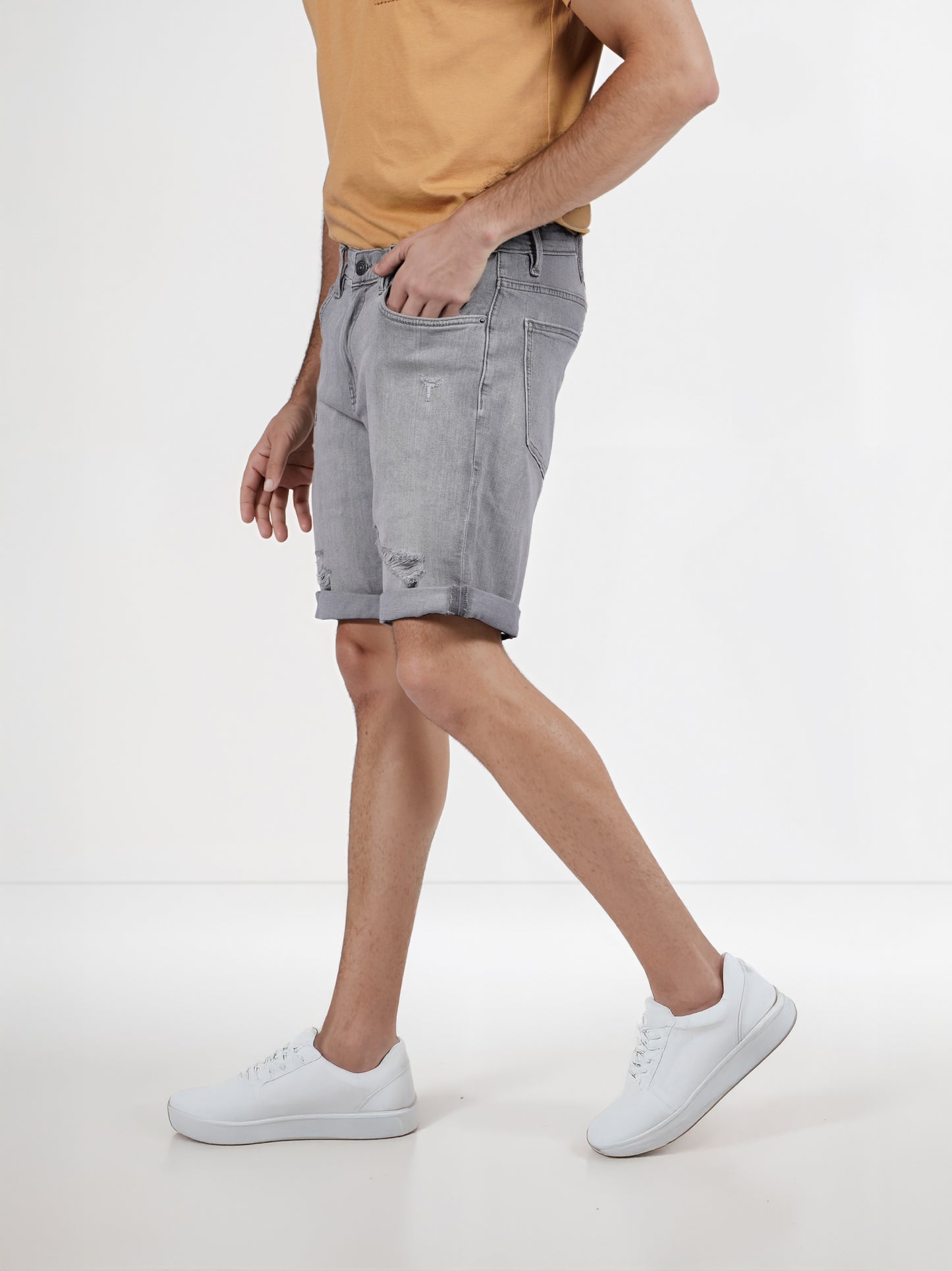 Celio* Cotton Regular Fit Grey Bermuda