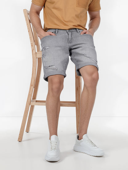 Celio* Cotton Regular Fit Grey Bermuda