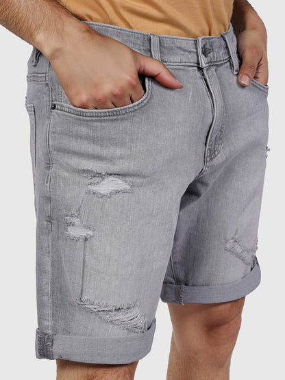 Celio* Cotton Regular Fit Grey Bermuda