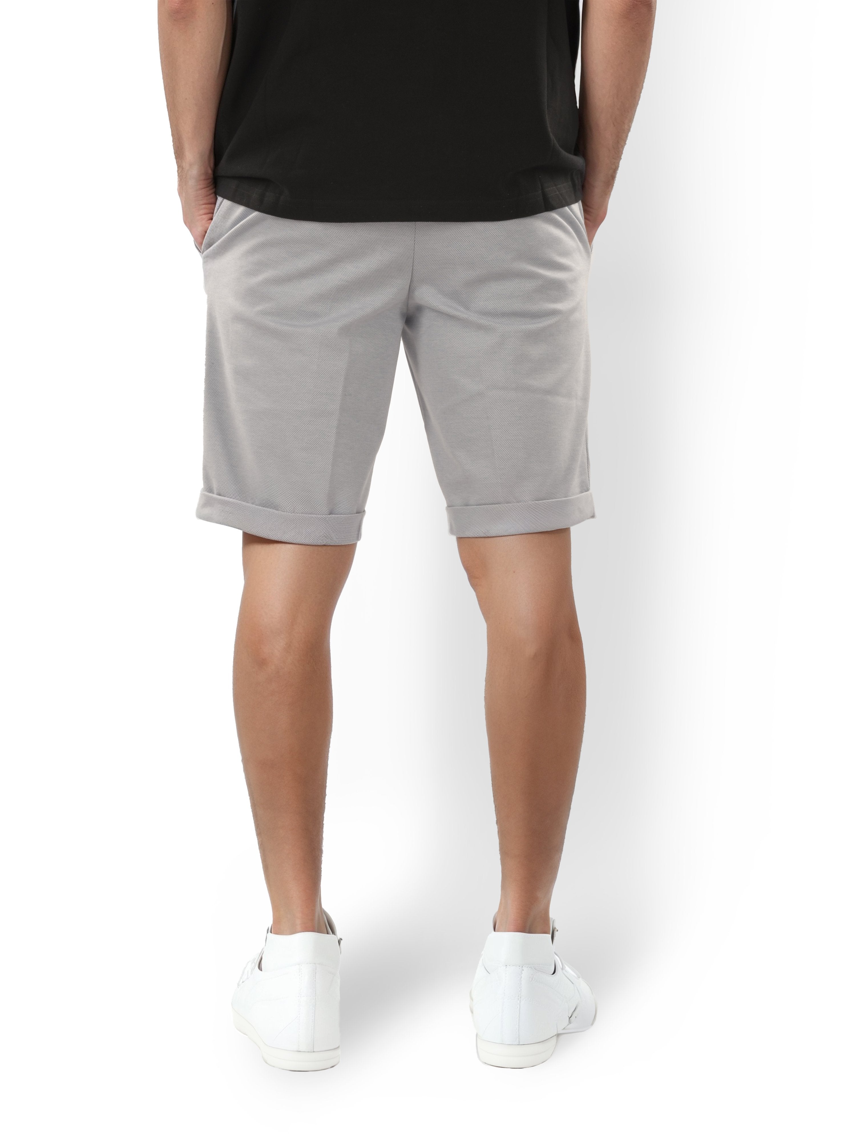 Celio Men Blue Solid Straight Fit Polyester-Blend Shorts