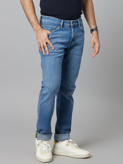Celio* Men Blue Solid Slim Fit Cotton-Blend Jeans