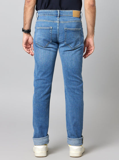 Celio* Men Blue Solid Slim Fit Cotton-Blend Jeans