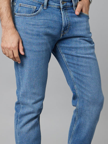 Celio* Men Blue Solid Slim Fit Cotton-Blend Jeans