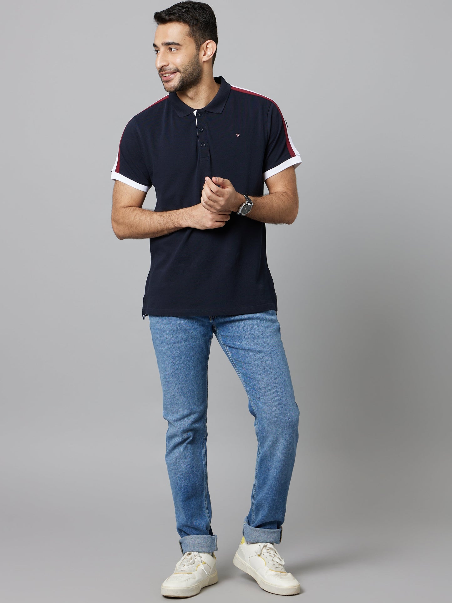 Celio* Men Blue Solid Slim Fit Cotton-Blend Jeans