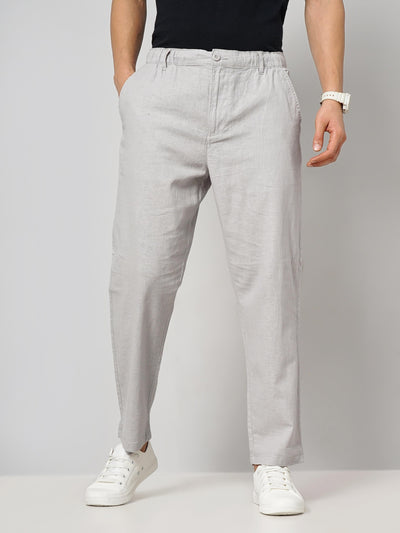 Celio* Linen Regular Fit Grey Trouser