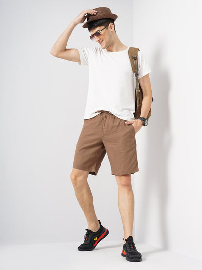 Brown Regular Fit Shorts