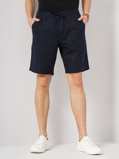 Celio* Linen Regular Fit Navy Blue Shorts