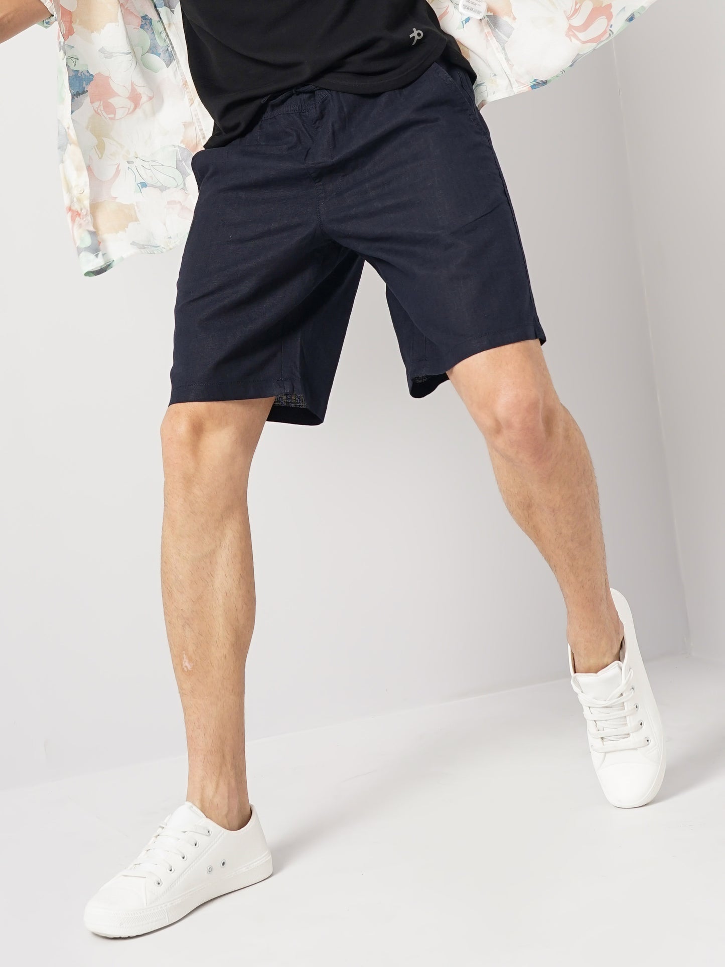 Navy Blue Regular Fit Shorts