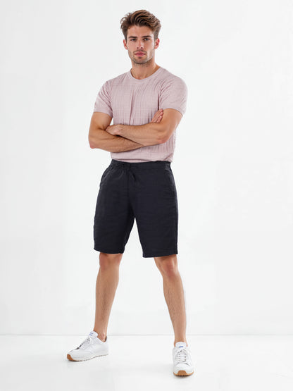 Black Linen Regular Fit Shorts