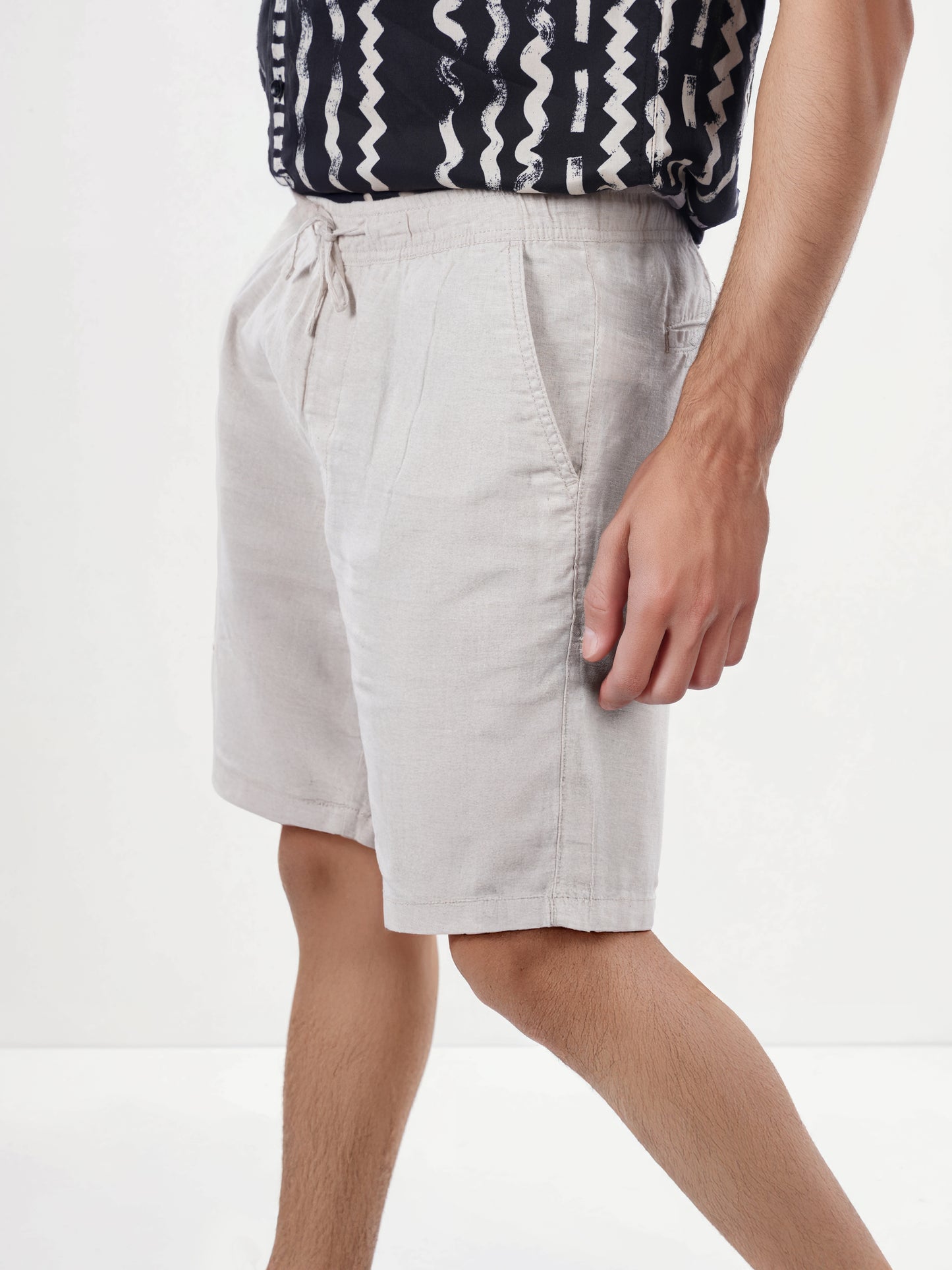 Green Linen Regular Fit Shorts